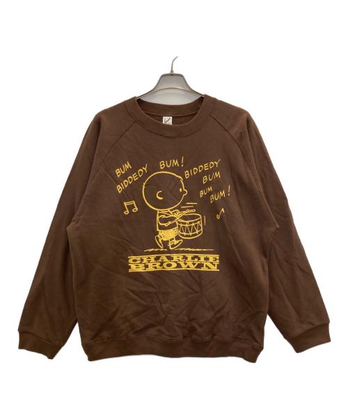 sports wear（スポーツウェア）sports wear (スポーツウェア) PEANUTS (ピーナッツ) CHARLIE BROWN プリントスウェット ブラウン サイズ:Ｌの古着・服飾アイテム