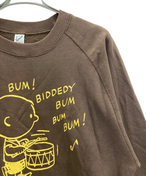 sports wear（スポーツウェア）sports wear (スポーツウェア) PEANUTS (ピーナッツ) CHARLIE BROWN プリントスウェット ブラウン サイズ:Ｌの古着・服飾アイテム