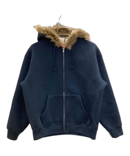 SUPREME（シュプリーム）Supreme (シュプリーム) Faux Fur Zip Up Hooded Sweatshirt ネイビー サイズ:Sの古着・服飾アイテム
