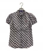 BURBERRY BLUE LABELバーバリー ブルー レーベル）の古着「ロゴ刺繍ノバチェックシャツ」｜グレー