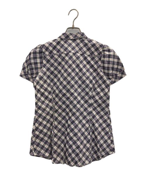BURBERRY BLUE LABEL（バーバリー ブルー レーベル）BURBERRY BLUE LABEL (バーバリー ブルー レーベル) ロゴ刺繍ノバチェックシャツ グレー サイズ:Mの古着・服飾アイテム