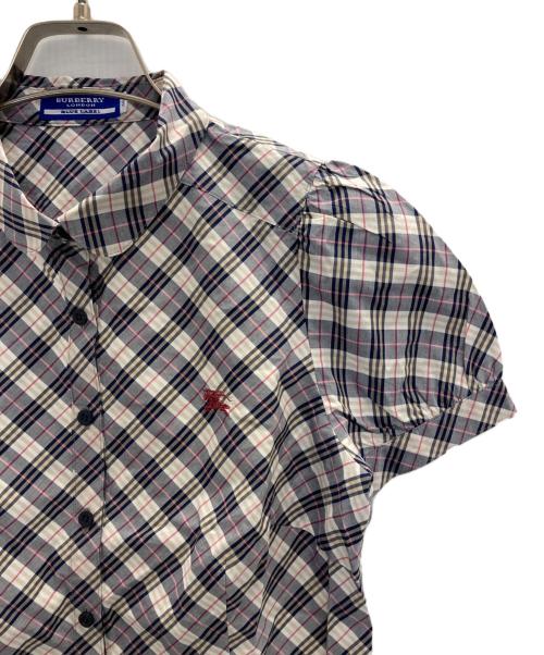 BURBERRY BLUE LABEL（バーバリー ブルー レーベル）BURBERRY BLUE LABEL (バーバリー ブルー レーベル) ロゴ刺繍ノバチェックシャツ グレー サイズ:Mの古着・服飾アイテム