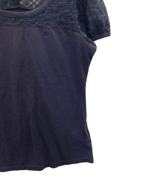 BURBERRY BLUE LABEL（バーバリー ブルー レーベル）BURBERRY BLUE LABEL (バーバリー ブルー レーベル) シアー切替S/Sカットソー ネイビー サイズ:Mの古着・服飾アイテム