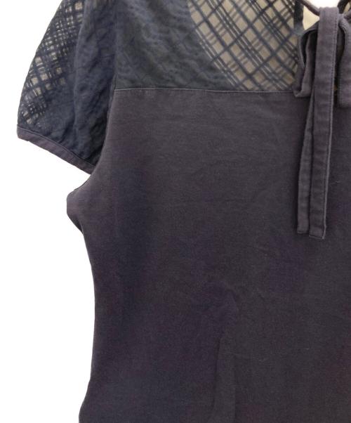 BURBERRY BLUE LABEL（バーバリー ブルー レーベル）BURBERRY BLUE LABEL (バーバリー ブルー レーベル) シアー切替S/Sカットソー ネイビー サイズ:Mの古着・服飾アイテム