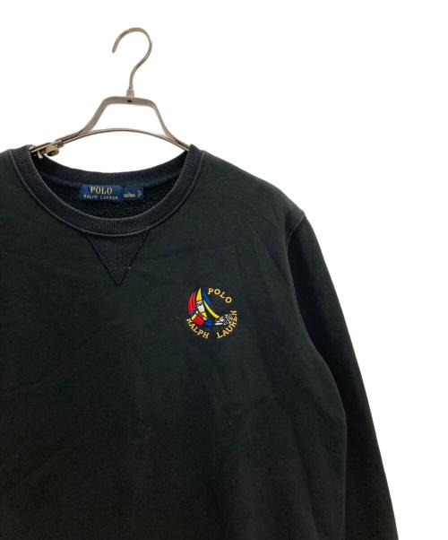 POLO RALPH LAUREN（ポロ・ラルフローレン）POLO RALPH LAUREN (ポロ・ラルフローレン) 刺繍入りスウェット ブラック サイズ:Ｌの古着・服飾アイテム