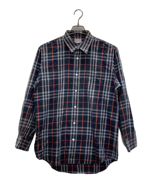 Burberry's（バーバリーズ）Burberry's (バーバリーズ) ホース刺繍チェックシャツ ネイビー サイズ:Lの古着・服飾アイテム
