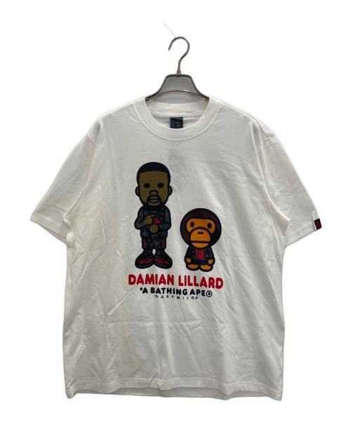 adidas（アディダス）adidas (アディダス) A BATHING APE (アベイシングエイプ) Dame 9 GRAPHIC T SHIRT WHITE ホワイト サイズ:XLの古着・服飾アイテム
