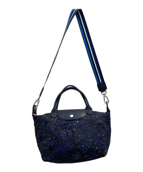 LONGCHAMP（ロンシャン）LONGCHAMP (ロンシャン) 花柄ショルダーバッグ ネイビーの古着・服飾アイテム