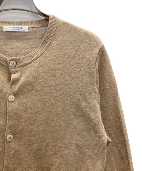 MACPHEE（マカフィー）MACPHEE (マカフィー) プレーンリネン クルーネックカーディガン ベージュ サイズ:Sの古着・服飾アイテム