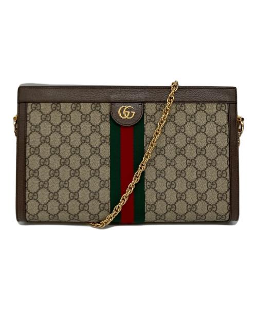 GUCCI（グッチ）GUCCI (グッチ) オフィディア GGミディアムチェーンショルダーバッグ ブラウンの古着・服飾アイテム