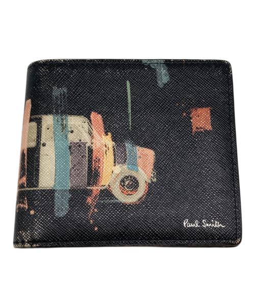 PAUL SMITH（ポールスミス）Paul Smith (ポールスミス) ミニクーパープリント2つ折り財布 ブラックの古着・服飾アイテム