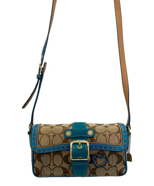 COACH（コーチ）COACH (コーチ) ショルダーバッグ ブラウン×ブルーの古着・服飾アイテム