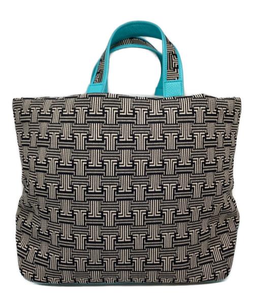 LANVIN COLLECTION（ランバンコレクション）LANVIN COLLECTION (ランバンコレクション) モノグラムジャガードトートバッグ ブラック×ブルーの古着・服飾アイテム