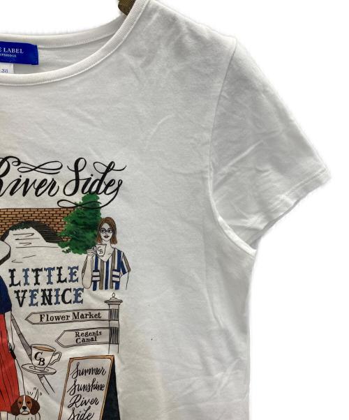 BLUE LABEL CRESTBRIDGE（ブルーレーベルクレストブリッジ）BLUE LABEL CRESTBRIDGE (ブルーレーベルクレストブリッジ) プリントTシャツ ホワイト サイズ:38の古着・服飾アイテム