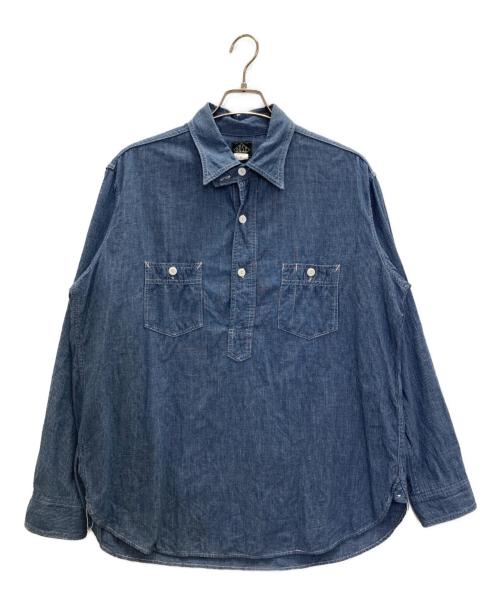 POST O'ALLS（ポストオーバーオールズ）POST O'ALLS (ポストオーバーオールズ) No.2 Shirt indigo check 2 ブルー サイズ:Mの古着・服飾アイテム