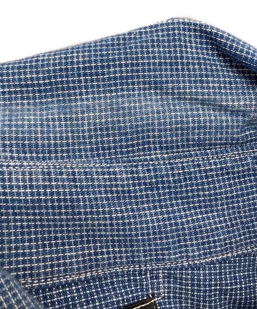 POST O'ALLS（ポストオーバーオールズ）POST O'ALLS (ポストオーバーオールズ) No.2 Shirt indigo check 2 ブルー サイズ:Mの古着・服飾アイテム