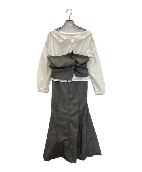 HER LIP TO（ハーリップトゥ）HER LIP TO (ハーリップトゥ) Carette Docking Shirt Dress グレー サイズ:Mの古着・服飾アイテム