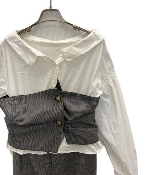 HER LIP TO（ハーリップトゥ）HER LIP TO (ハーリップトゥ) Carette Docking Shirt Dress グレー サイズ:Mの古着・服飾アイテム