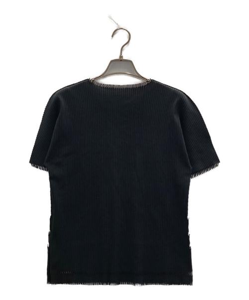 PLEATS PLEASE（プリーツプリーズ）PLEATS PLEASE (プリーツプリーズ) フリンジ加工プリーツカットソー ブラック サイズ:Ｌの古着・服飾アイテム