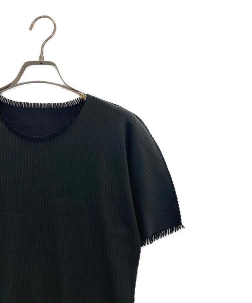 PLEATS PLEASE（プリーツプリーズ）PLEATS PLEASE (プリーツプリーズ) フリンジ加工プリーツカットソー ブラック サイズ:Ｌの古着・服飾アイテム