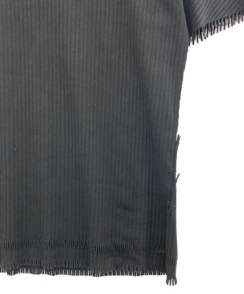 PLEATS PLEASE（プリーツプリーズ）PLEATS PLEASE (プリーツプリーズ) フリンジ加工プリーツカットソー ブラック サイズ:Ｌの古着・服飾アイテム