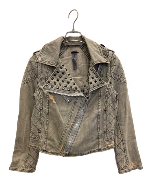 AULA AILA（アウラアイラ）AULA AILA (アウラアイラ) スタッズデニムライダースジャケット ベージュ サイズ:SIZE 1の古着・服飾アイテム