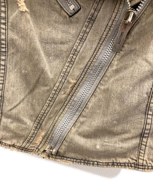 AULA AILA（アウラアイラ）AULA AILA (アウラアイラ) スタッズデニムライダースジャケット ベージュ サイズ:SIZE 1の古着・服飾アイテム