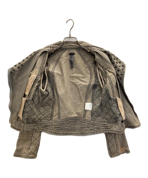 AULA AILA（アウラアイラ）AULA AILA (アウラアイラ) スタッズデニムライダースジャケット ベージュ サイズ:SIZE 1の古着・服飾アイテム