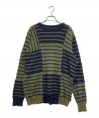 sacaiサカイ）の古着「ボーダーニット」｜ネイビー×オリーブ