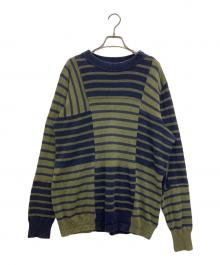 sacai（サカイ）の古着「ボーダーニット」｜ネイビー×オリーブ