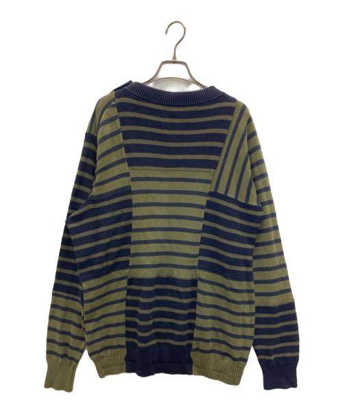 sacai（サカイ）sacai (サカイ) ボーダーニット ネイビー×オリーブ サイズ:Mの古着・服飾アイテム