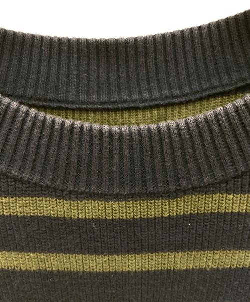 sacai（サカイ）sacai (サカイ) ボーダーニット ネイビー×オリーブ サイズ:Mの古着・服飾アイテム