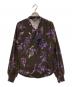 LAUREN RALPH LAUREN（ローレンラルフローレン）の古着「Floral Stretch Jersey Tie-Neck Top」｜ブラウン