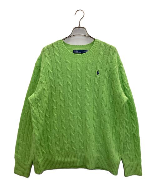 POLO RALPH LAUREN（ポロ・ラルフローレン）POLO RALPH LAUREN (ポロ・ラルフローレン) ウールカシミヤケーブルニット グリーン サイズ:Ｍの古着・服飾アイテム