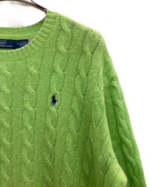 POLO RALPH LAUREN（ポロ・ラルフローレン）POLO RALPH LAUREN (ポロ・ラルフローレン) ウールカシミヤケーブルニット グリーン サイズ:Ｍの古着・服飾アイテム