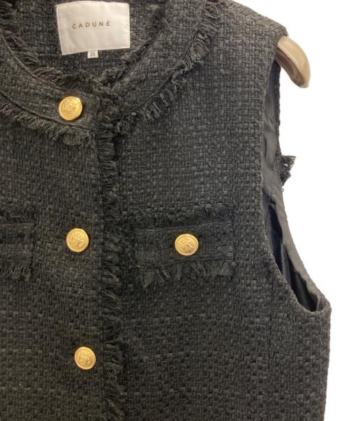 CADUNE（カデュネ）CADUNE (カデュネ) スプリングツイードジレ ブラック サイズ:SIZE36の古着・服飾アイテム