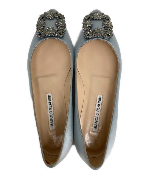 Manolo Blahnik（マノロブラニク）Manolo Blahnik (マノロブラニク) HANGISIFLAT FMC SATIN グレー サイズ:351/2の古着・服飾アイテム