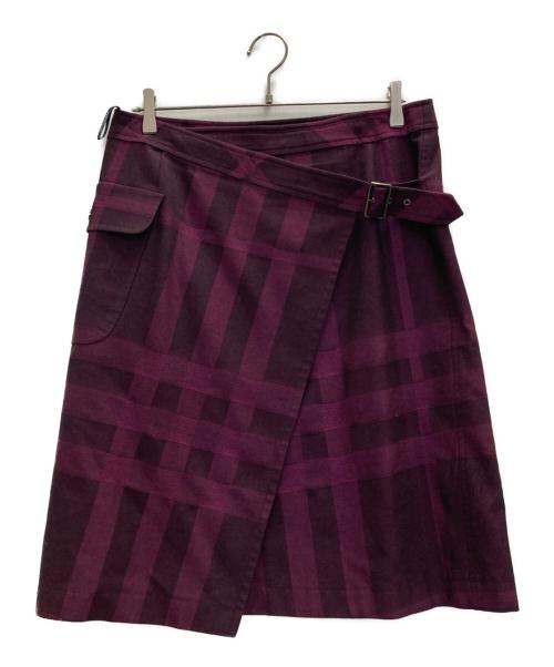 BURBERRY LONDON（バーバリーロンドン）BURBERRY LONDON (バーバリーロンドン) ラップスカート パープル サイズ:13の古着・服飾アイテム