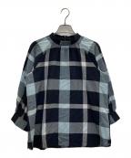 BLUE LABEL CRESTBRIDGEブルーレーベルクレストブリッジ）の古着「チェックブラウス」｜ネイビー