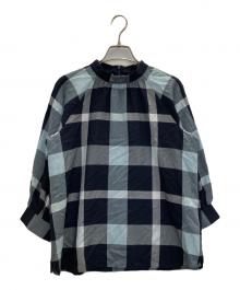 BLUE LABEL CRESTBRIDGE（ブルーレーベルクレストブリッジ）の古着「チェックブラウス」｜ネイビー