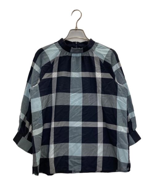 BLUE LABEL CRESTBRIDGE（ブルーレーベルクレストブリッジ）BLUE LABEL CRESTBRIDGE (ブルーレーベルクレストブリッジ) チェックブラウス ネイビー サイズ:38の古着・服飾アイテム