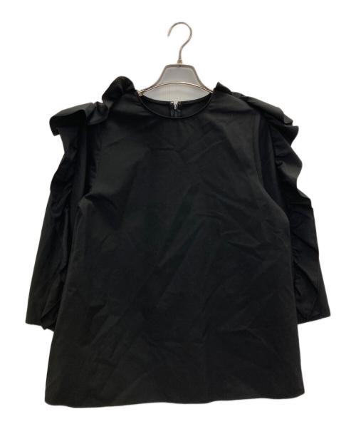 LOHEN（ローヘン）LOHEN (ローヘン) ワイドラッフルブラウス ブラック サイズ:FREEの古着・服飾アイテム