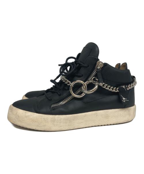 GIUSEPPE ZANOTTI（ジュゼッペザノッティ）GIUSEPPE ZANOTTI (ジュゼッペザノッティ) ミドルカットスニーカー ブラック サイズ:41の古着・服飾アイテム