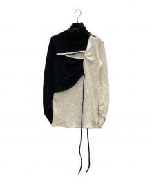 THINGS THAT MATTER（シングスザットマター）の古着「CONTRAST HIGH NECK RIB TOPS」｜ホワイト×ブラック