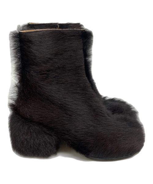 DRIES VAN NOTEN（ドリスヴァンノッテン）DRIES VAN NOTEN (ドリスヴァンノッテン) ファーショートブーツ ブラウン サイズ:23.5㎝の古着・服飾アイテム