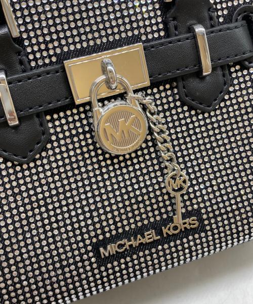 MICHAEL KORS（マイケルコース）MICHAEL KORS (マイケルコース) Hamilton Extra-Small Crystal Embellished Denim Satchel ブラックの古着・服飾アイテム