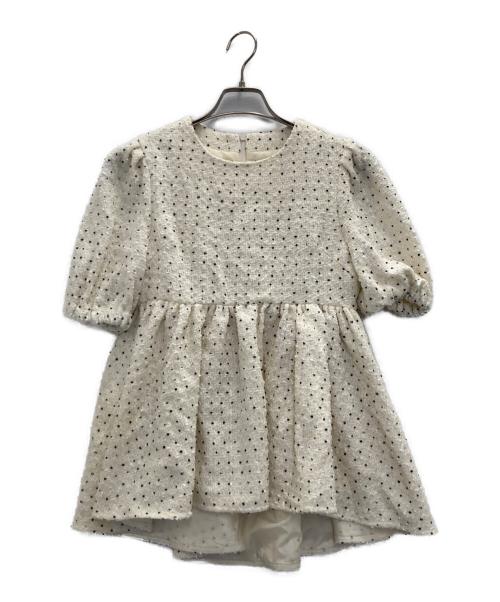 Bluelea（ブルレア）BLUELEA (ブルレア) ツイードペプラムカットソー アイボリー サイズ:FREEの古着・服飾アイテム