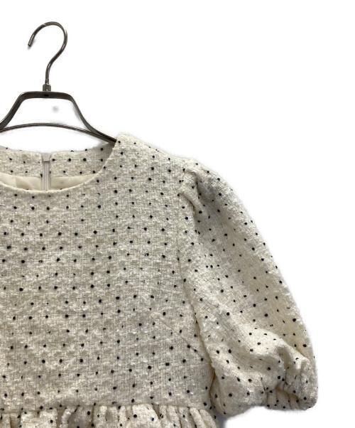 Bluelea（ブルレア）BLUELEA (ブルレア) ツイードペプラムカットソー アイボリー サイズ:FREEの古着・服飾アイテム