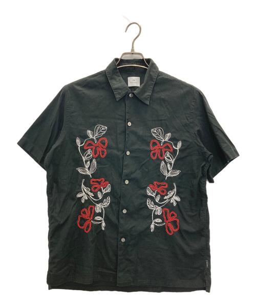 PS Paul Smith（ＰＳポールスミス）PS Paul Smith (ＰＳポールスミス) 刺繍半袖シャツ ブラック サイズ:Ｍの古着・服飾アイテム