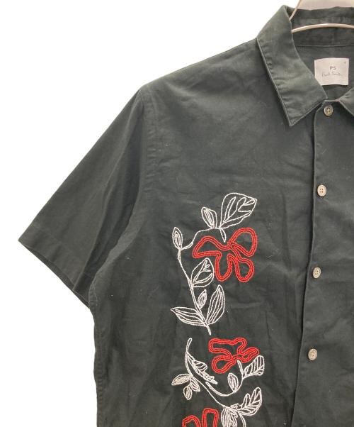 PS Paul Smith（ＰＳポールスミス）PS Paul Smith (ＰＳポールスミス) 刺繍半袖シャツ ブラック サイズ:Ｍの古着・服飾アイテム
